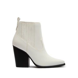 White Vegan Leather Cowboy Ankle Boots